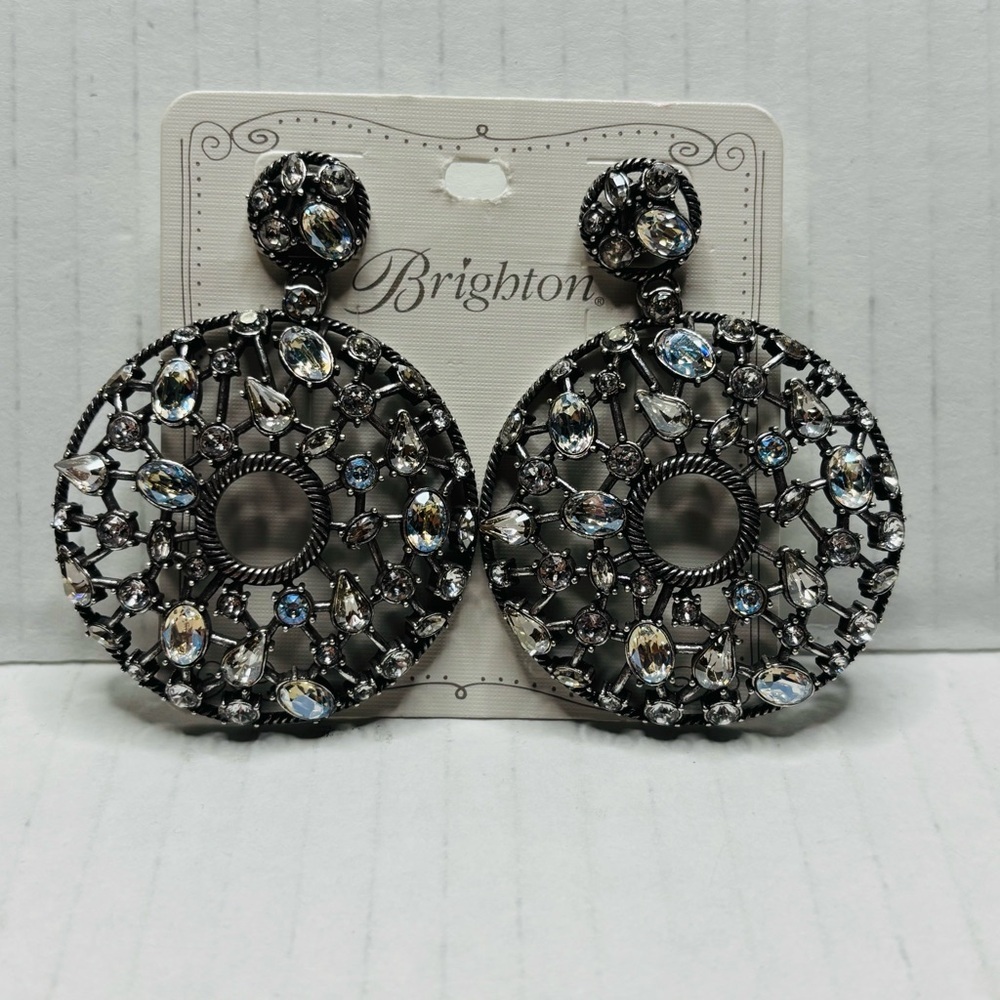 New BRIGHTON DESIGNS One Silver Love Statement Post Drop Earrings - Picture 2 of 4